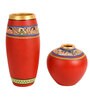 Madhubani Earthen Anaya (Set Of 2) Red Terracotta Floor Vase
