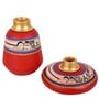 Madhubani Earthen Adelia (Set Of 2) Red Terracotta Table Vase