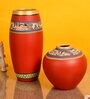 Madhubani Earthen Anaya (Set Of 2) Red Terracotta Floor Vase