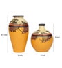 Madhubani Earthen Dartix (Set Of 2) Yellow Terracotta Floor Vases