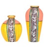 Madhubani Earthen Abra (Set Of 2) Yellow Terracotta Floor Vase
