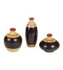 Madhubani Earthen (Set Of 3) Black Terracotta Table Vase