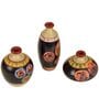 Madhubani Earthen (Set Of 3) Black Terracotta Table Vase