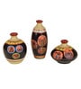 Madhubani Earthen (Set Of 3) Black Terracotta Table Vase