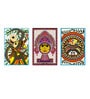 Madhubani Multicolour Canvas Framed Spiritual Art Print Set of 3