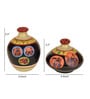 Madhubani Tattoo Art Whartin (Set Of 2) Black & Orange Terracotta Table Vase