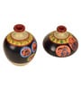 Madhubani Tattoo Art Whartin (Set Of 2) Black & Orange Terracotta Table Vase