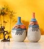 Madhubani Tattoo Art (Set Of 2) Table Vase