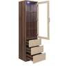 Maestro Curio Cabinet in Walnut with Sand Beige Finish