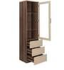 Maestro Curio Cabinet in Walnut with Sand Beige Finish
