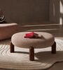 Maeve Round Ottoman In Cognac Amber Oak Finish
