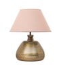 Gaze Beige Cotton Fabric Shade Night Lamp With Metal Base