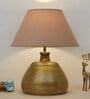 Gaze Beige Cotton Fabric Shade Night Lamp With Metal Base