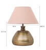Gaze Beige Cotton Fabric Shade Night Lamp With Metal Base