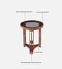 Magellan Mango Wood End Table In Tubbaq Finish With Brown Tinted Glass Top