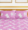Magenta Floral 152 TC Microfiber King Sized Bed Sheets with 2 Pillow Covers