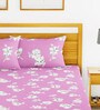 Magenta Floral 152 TC Microfiber King Sized Bed Sheets with 2 Pillow Covers