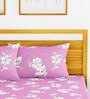 Magenta Floral 152 TC Microfiber King Sized Bed Sheets with 2 Pillow Covers