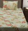 Maroon Floral 208 TC 100% Cotton Single Bed Sized Bed Sheets With 1 Pillow Cover