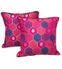 Magenta Silk blend Honeycomb Brocade 16x16 inches Cushion Covers (Set of 2)