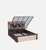 Magna Queen Size Bed in Darkbrown Finish with Hydraulic Storage