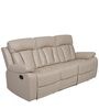 Magna Three Seater Recliner with 2 Recliners in Beige Leatherette