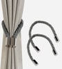 Grey Magnetic Curtain Tiebacks for Window Drapes Strong Rope Holdback Buckle (Pack of 2)