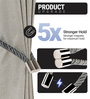 Grey Magnetic Curtain Tiebacks for Window Drapes Strong Rope Holdback Buckle (Pack of 2)