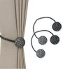 Grey Magnetic Curtain Tiebacks for Window Drapes Strong Rope Holdback Buckle (Pack of 2)