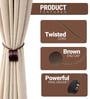 Brown Magnetic Curtain Tiebacks for Window Drapes Strong Rope Holdback Buckle (Pack of 2)