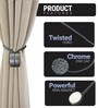Grey Magnetic Curtain Tiebacks for Window Drapes Strong Rope Holdback Buckle (Pack of 2)