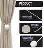 White Magnetic Curtain Tiebacks for Window Drapes Strong Rope Holdback Buckle (Pack of 2)