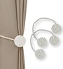 White Magnetic Curtain Tiebacks for Window Drapes Strong Rope Holdback Buckle (Pack of 2)