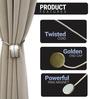 Gold Magnetic Curtain Tiebacks for Window Drapes Strong Rope Holdback Buckle (Pack of 2)