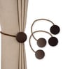 Brown Magnetic Curtain Tiebacks for Window Drapes Strong Rope Holdback Buckle (Pack of 2)
