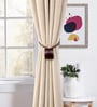 Brown Magnetic Curtain Tiebacks for Window Drapes Strong Rope Holdback Buckle (Pack of 2)