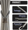 White Magnetic Curtain Tiebacks for Window Drapes Strong Rope Holdback Buckle (Pack of 2)