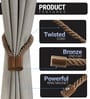 Brown Magnetic Curtain Tiebacks for Window Drapes Strong Rope Holdback Buckle (Pack of 2)