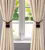 Brown Magnetic Curtain Tiebacks for Window Drapes Strong Rope Holdback Buckle (Pack of 2)