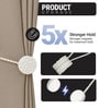 White Magnetic Curtain Tiebacks for Window Drapes Strong Rope Holdback Buckle (Pack of 2)