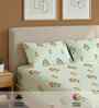 Magnolia Sage Green Floral 144 Tc Cotton Double Bedsheet With 2 Pillow Covers