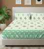 Magnolia Sage Green Floral 144 Tc Cotton Double Bedsheet With 2 Pillow Covers