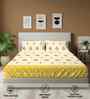 Magnolia Yellow Floral 144 Tc Cotton Double Bedsheet With 2 Pillow Covers