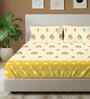 Magnolia Yellow Floral 144 Tc Cotton King Bedsheet With 2 Pillow Covers