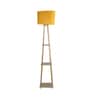 Mylo Yellow Cotton Shade Shelf Floor Lamp With Birch Ply Base