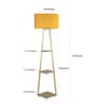 Mylo Yellow Cotton Shade Shelf Floor Lamp With Birch Ply Base
