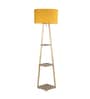 Mylo Yellow Cotton Shade Shelf Floor Lamp With Birch Ply Base