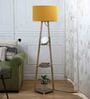 Mylo Yellow Cotton Shade Shelf Floor Lamp With Birch Ply Base