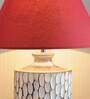 Magnum Maroon Cotton Shade Night Lamp With Wood Base