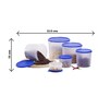 Varmora Magnum Round- Blue| Kitchen Storage Containers- Set of 6 (500ml, 750ml, 1.7ltr, 2.5ltr, 3.7ltr, 5.3Ltr) | With Air-Tight Lid | BPA-Free Food-Grade Plastic
